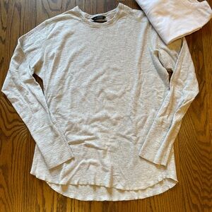 Wings + Horns 1x1 Slub Long sleeve Tee - Oatmeal Heather - Size L